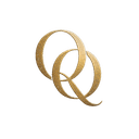Logo de QissasQalami: logo avec deux "Q" dorés entremêlés sur fond noir.